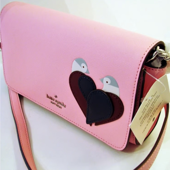 NWT Baby Pink Love Birds Crossbody Kate Spade New York Love Bag Chain Strap - Picture 16 of 16